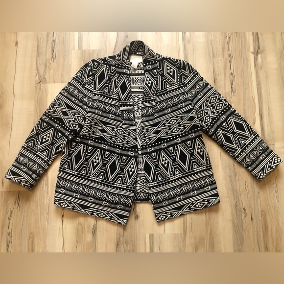 H&M Jackets & Blazers - H&M Conscious 100% Cotton Black and White Tribal Geometric Power Blazer